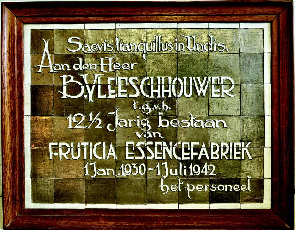 Tableau aangeboden door het personeel ter gelegenheid van het 12,5 jarig bestaan van Fruticia, 1 juli 1942