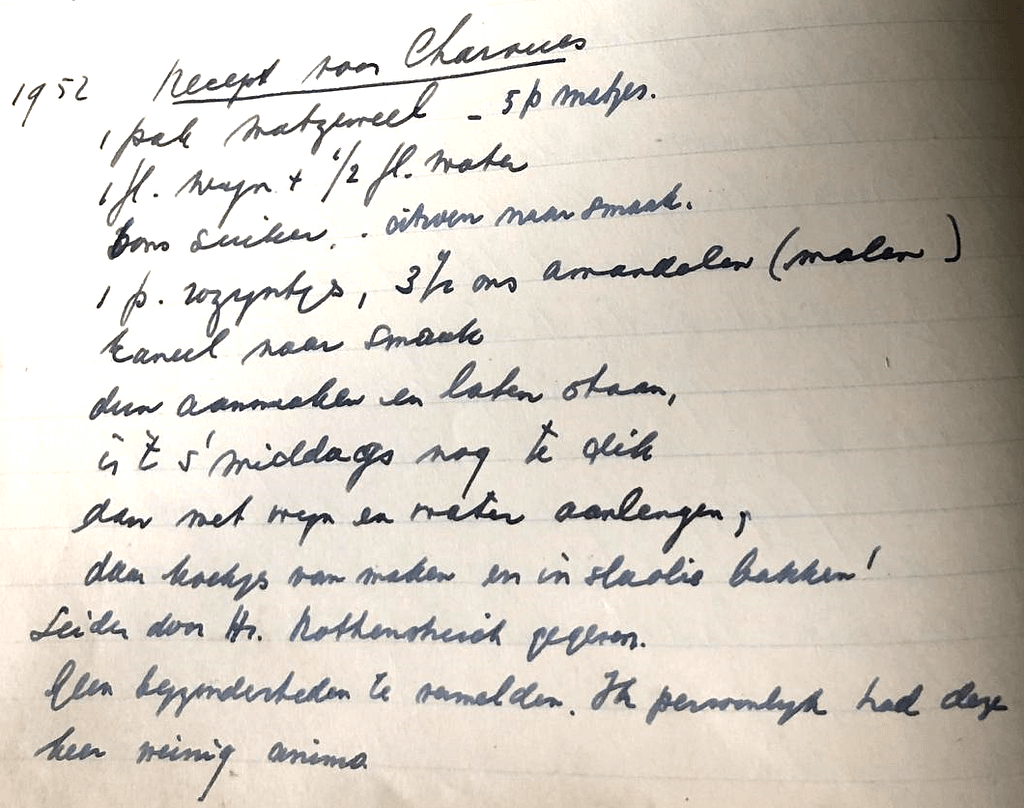 Recept voor Charouses. Beeld: Historische Kring Laren