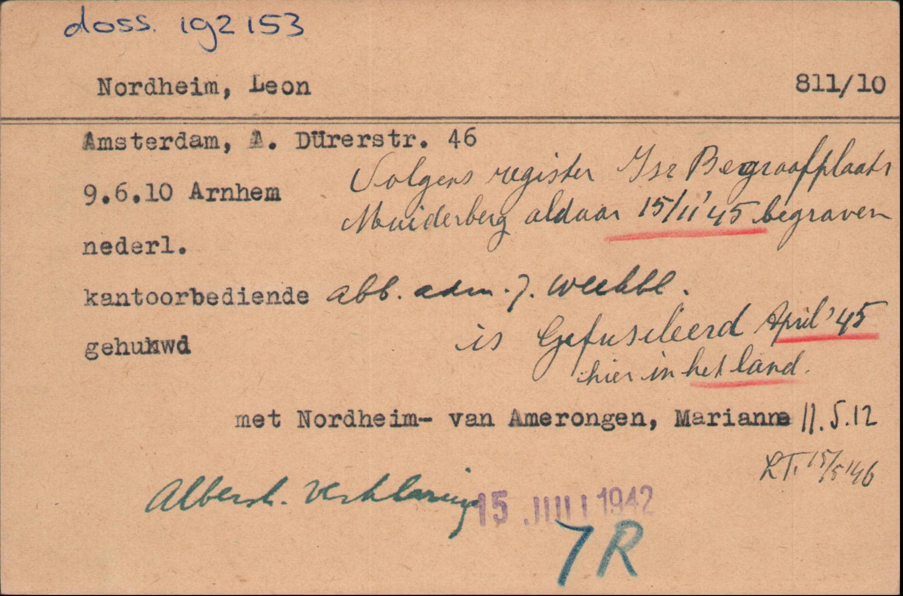 kaart Joodse Raad van Lion Nordheim