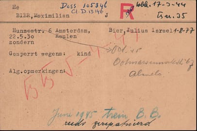 Joodse Raad-kaart Meir Bier