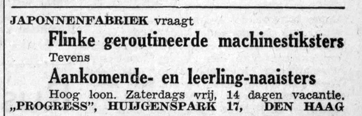 advertentie in Het Binnenhof, 6 januari 1947 Progress