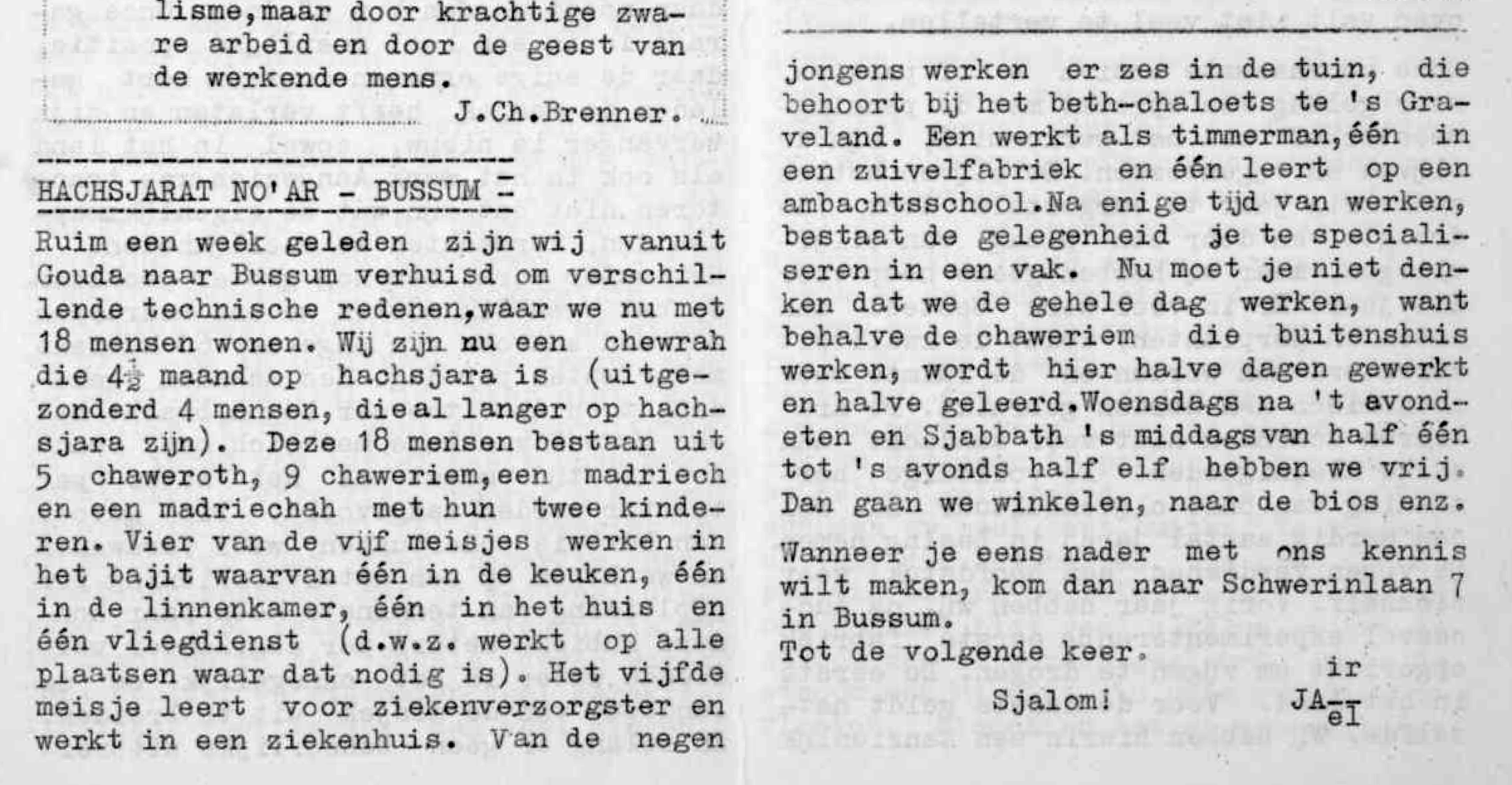 hachsjara is verhuisd van Gouda naar Bussum.